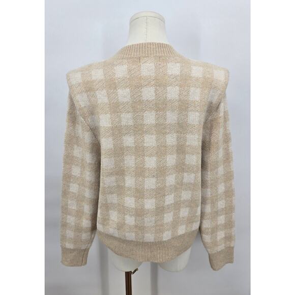 Evereve Collete Checkered Stong Shoulder Sweater - Picture 3 of 5